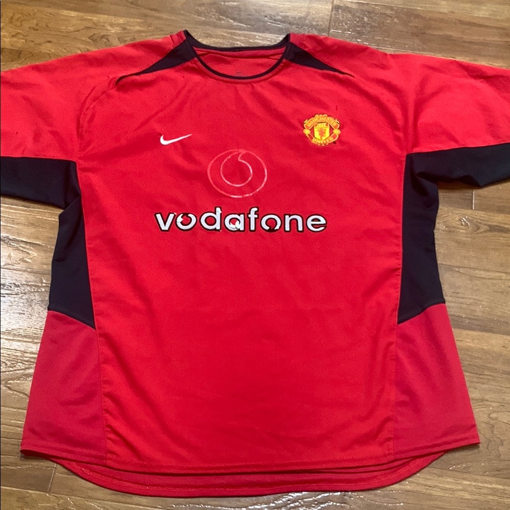 Vintage Nike Manchester United FC Soccer Red Vodafone Jersey
